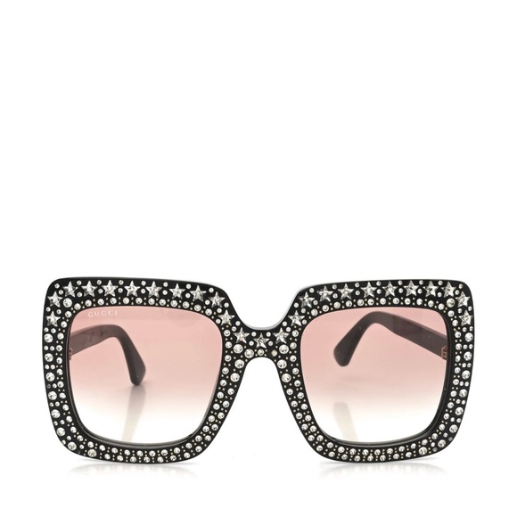 Gucci Black Crystal Retro Oversized Sunglasses Brand New Never Worn - Picture 13 of 16